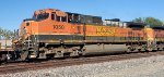 BNSF 1050, one of a kind Heritage 1 unit, trails on EB BNSF stack